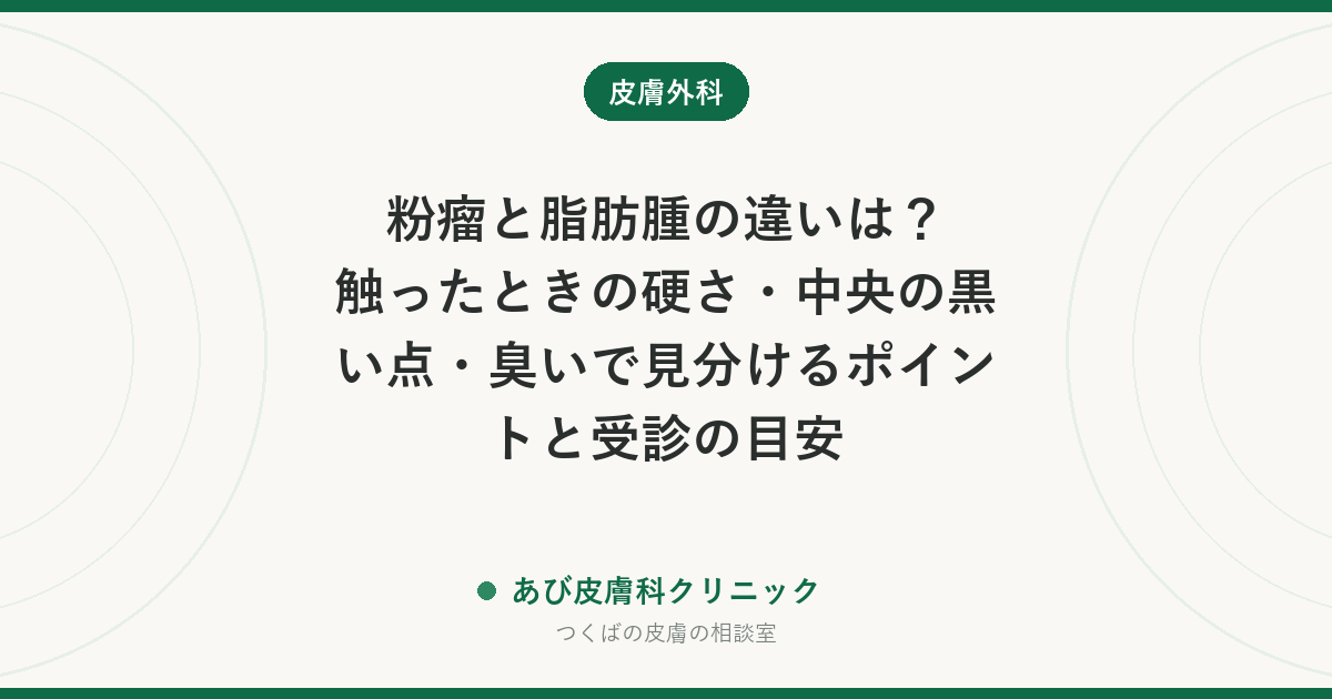 粉瘤と脂肪腫の違いは？触ったときの硬さ・中央の黒い点・臭いで見分けるポイントと受診の目安