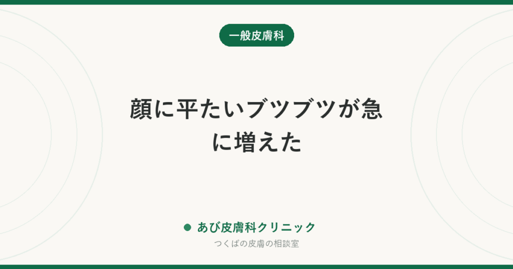 顔に平たいブツブツが急に増えた｜扁平疣贅（へんぺいゆうぜい）とニキビ・稗粒腫の見分けと、広げない触り方
