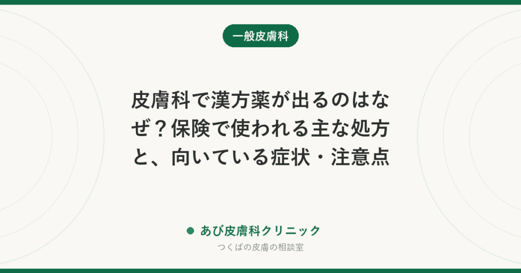 皮膚科で漢方薬が出るのはなぜ？保険で使われる主な処方と、向いている症状・注意点