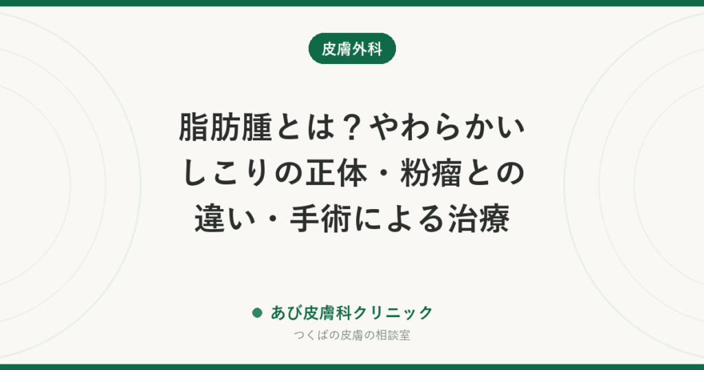 脂肪腫とは？やわらかいしこりの正体・粉瘤との違い・手術による治療