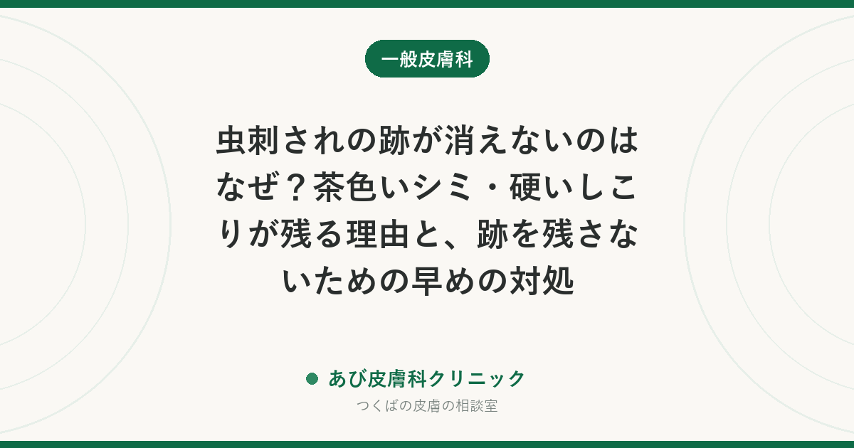 虫刺されの跡が消えないのはなぜ？茶色いシミ・硬いしこりが残る理由と、跡を残さないための早めの対処