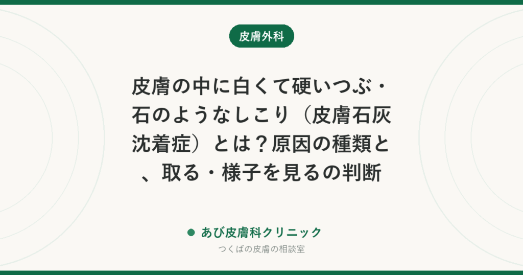 皮膚の中に白くて硬いつぶ・石のようなしこり（皮膚石灰沈着症）とは？原因の種類と、取る・様子を見るの判断
