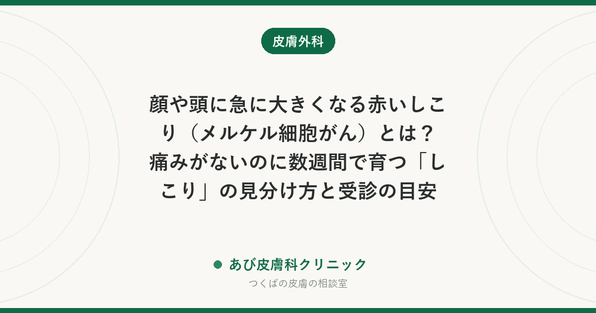 顔や頭に急に大きくなる赤いしこり（メルケル細胞がん）とは？痛みがないのに数週間で育つ「しこり」の見分け方と受診の目安